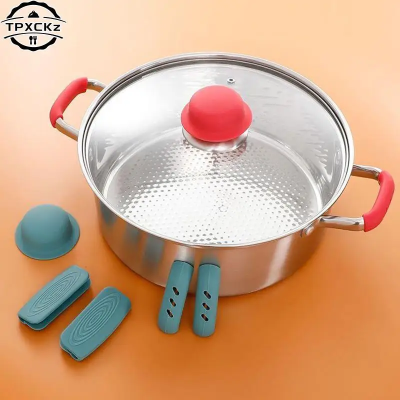 

Silicone Pan Handle Cover Protective Heat-Resistant Pot Pan Lids Knob Lifting Handle Home Kitchen Cookware Replacement Parts