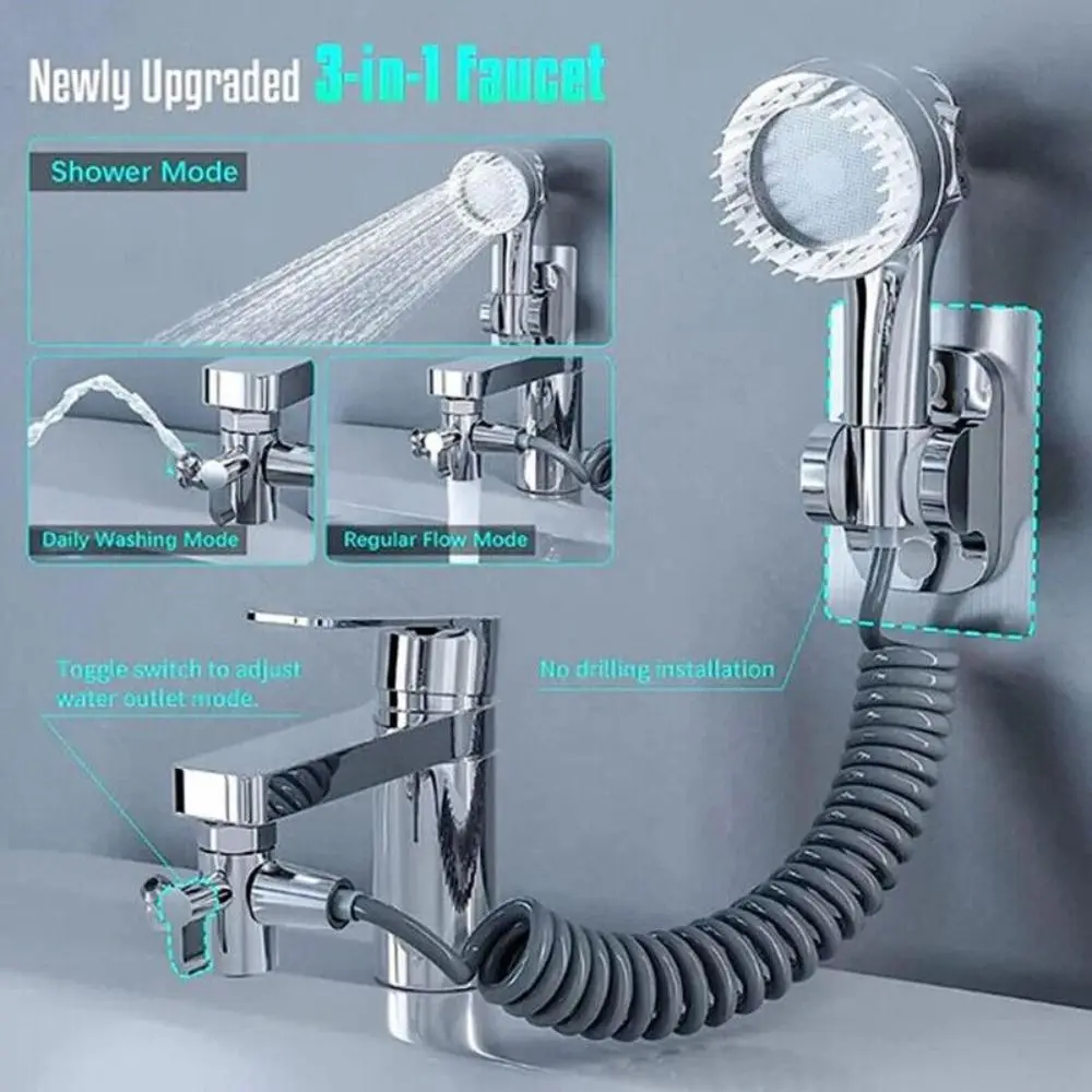 Robinets d\'Eau Universels 3 en 1, Pommeau de Douche Multifonction en Cuivre, Accessoire de Énergie pour la Maison