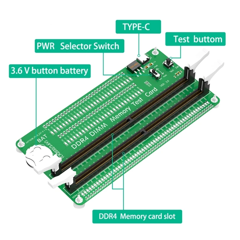 SZSU Memory Tester DDR4 DIMM Desktop Computer DDR4 Memory Test Card With Long Latches with LED Indicators for Desktop