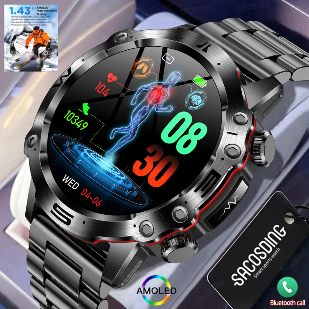 2024New Blood Lipids Uric Acid Health Smart Watch For Men ECG+PPG Fitness Tracker Clock Bluetooth Call Sport Altitude Smartwatch