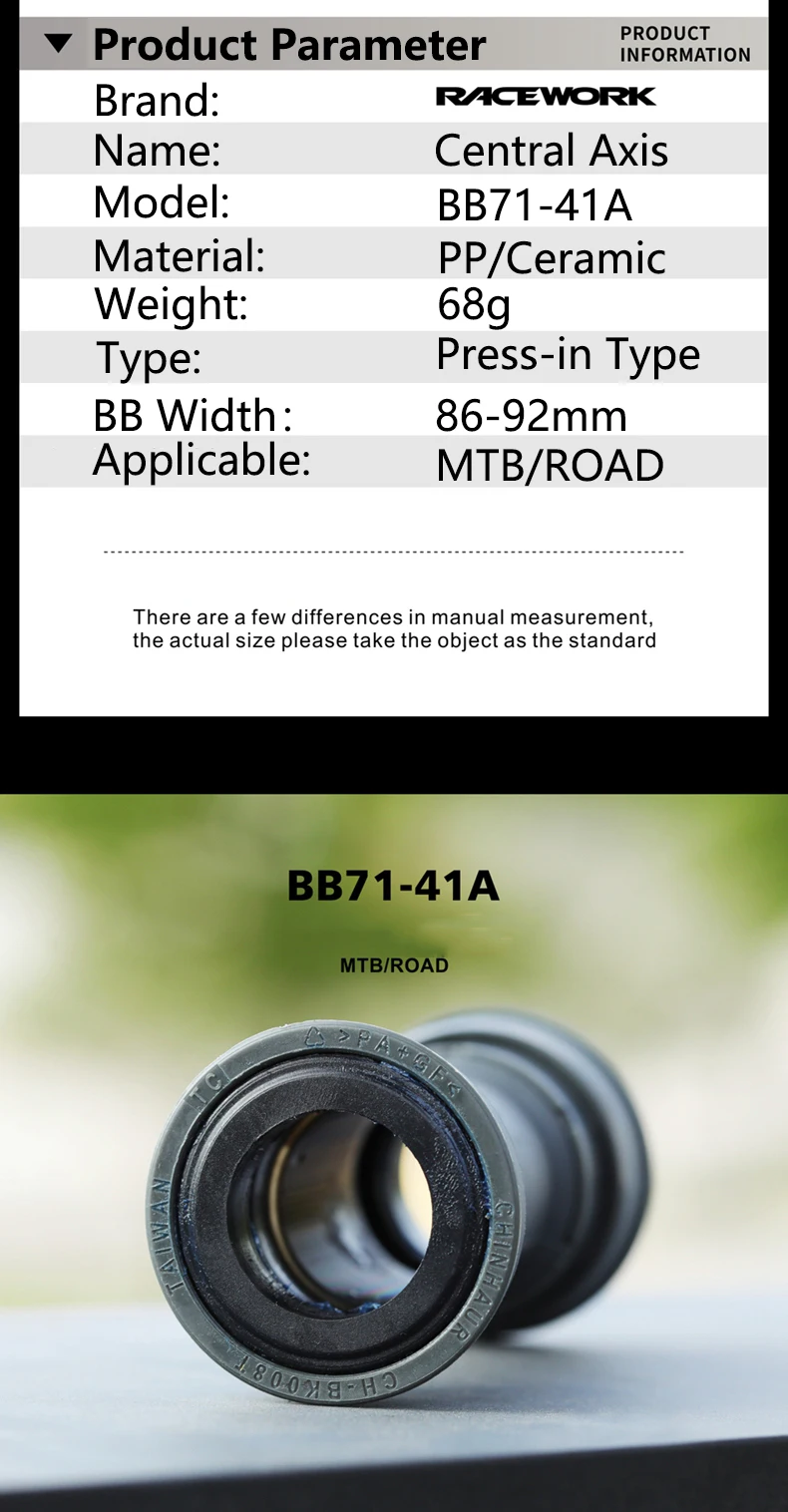 RACEWORK BB68/BB86 Fahrrad Tretlager MTB Rennrad Press Fit Lager BB 24mm Welle Kurbelgarnitur Teile – Detail 7