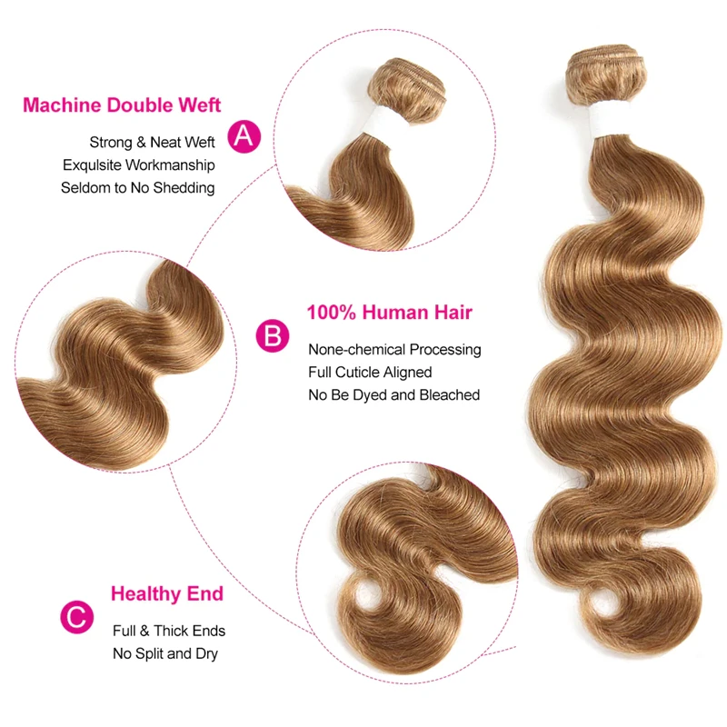 น้ำผึ้งน้ำผึ้ง Body การรวมกลุ่ม13X4 SOKU บราซิลทอผมปิดลูกไม้ Non-Remy Bundles