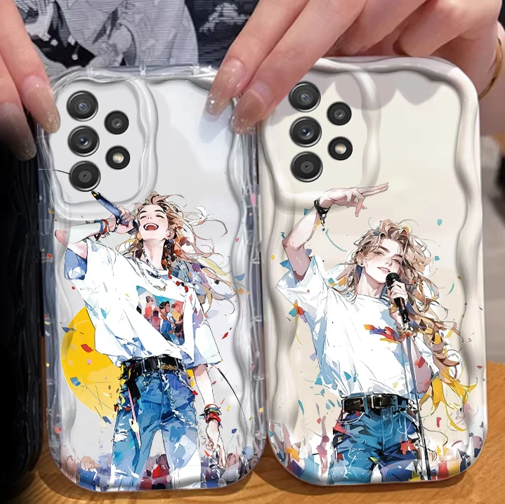 

Messy Anime Boy Color For Samsung S24 S23 S21 S20 Ultra Plus FE A73 A72 A71 A51 A31 A05S A05 A04 5G Wave Oil Cover Phone Case