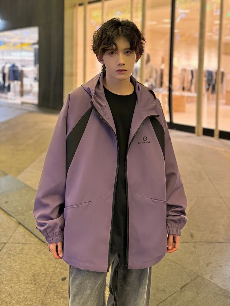 

Мужская флисовая куртка American Style 2024: Новинка осеннего сезона, трендовая модель с цветными вставками, с капюшоном, для пар, рабочая одежда