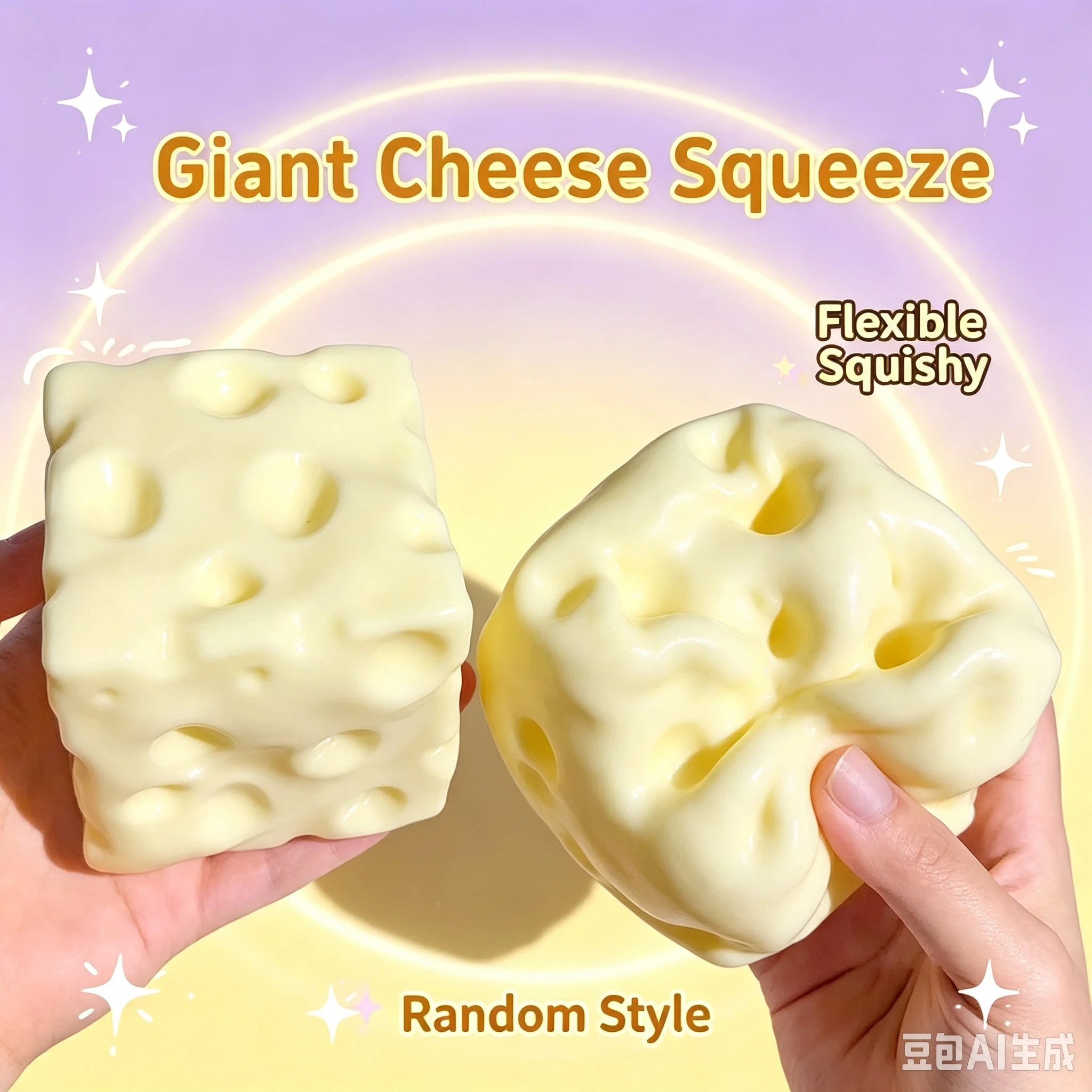 Simulation Porous Cheese Squishy Toy Soft Vaseline Texture Stretchable Squeeze Toy ASMR Venting Fidget Anti Stress Decompression