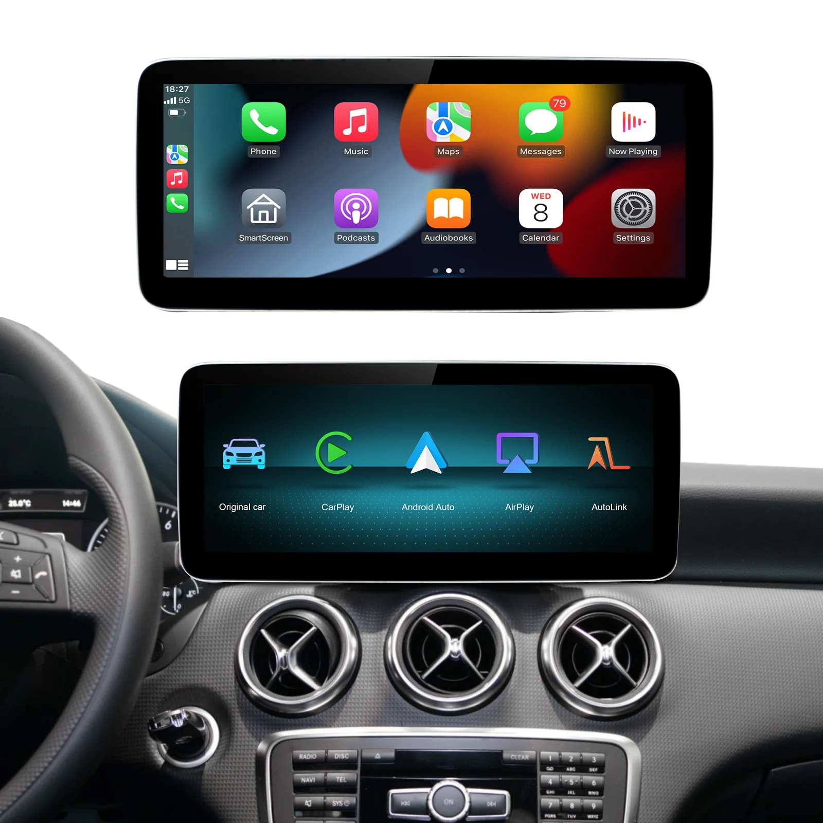 

AUTOABC 12,3-дюймовый беспроводной Android-экран для Mercedes Benz NTG4.5/5.0 GLA GLS CLA CLS B C E Class Car Play Сенсорный экран IPS