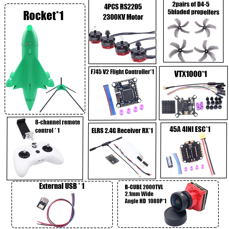 

B-CUBE Rocket 5-дюймовый комплект рамы для дрона FPV из углеродного волокна Гоночный дрон Квадрокоптер Фристайл INAV Beatflight F722 Ardupilot PX4 Flight