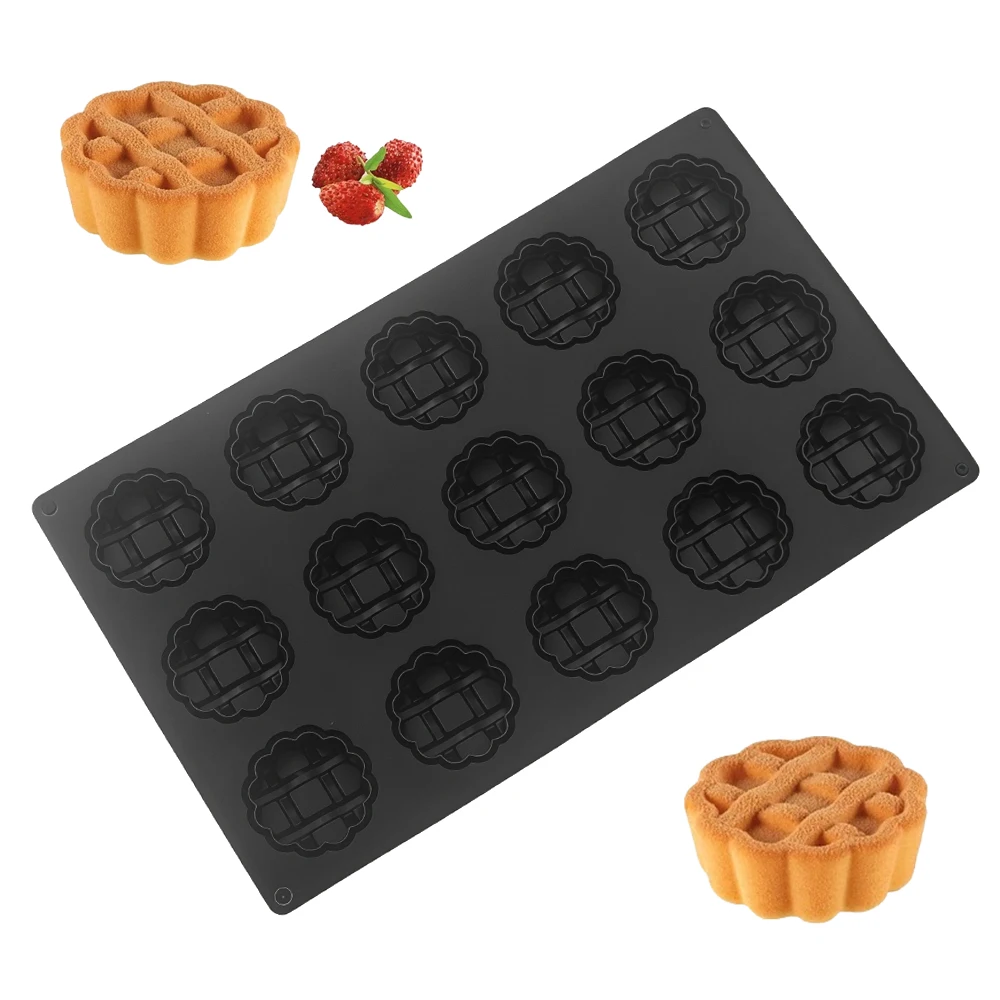 White or Black 15-Cell Circular Tart Mould Silicone Cake Mold Food Grade Chocolate Mould Biscuit Mold Dessert Baking Tools