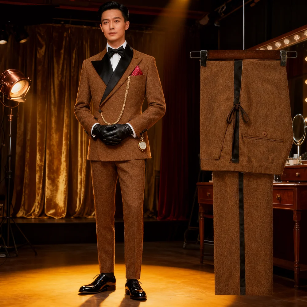 

Slim Fit Monochromatic Terno De Trespassado for Men Jacket And Pants Wedding Groomsmen Formal Ternos Dinner Smalking Suit