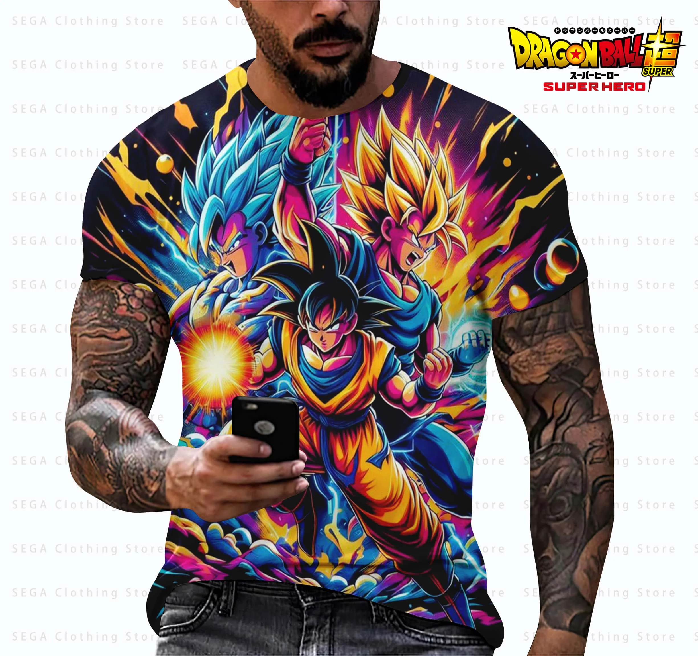 Camiseta de Dragon Ball Z de Anime japonés para niños, camiseta de juego de rol Goku Super Saiyan para niños, camiseta naranja transpirable de manga corta para hombres