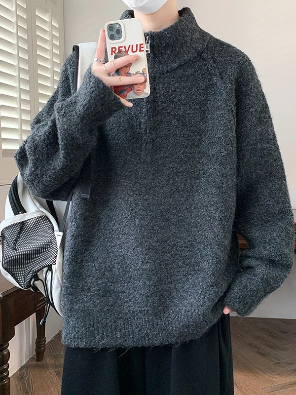 

Warm Boys' College Sle Sweater Anti-Ball Outerwear Knitted Long Sve f High Collar Polyester Nylon Wool Blend Autumn Wear