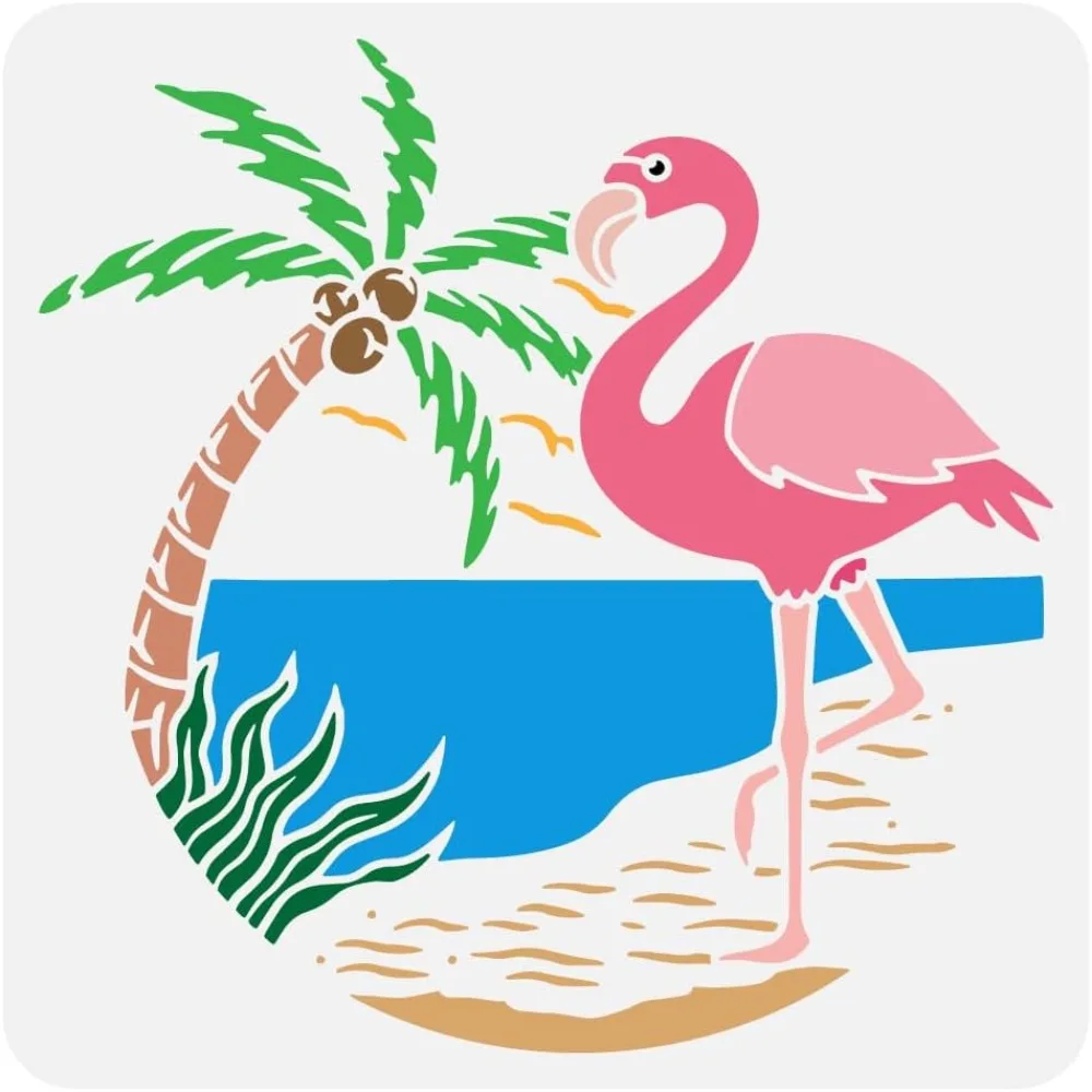 PET Hollow Out Drawing Painting Stencils for DIY Scrapbook Photo Album Flamingo Shape 30x30cm
