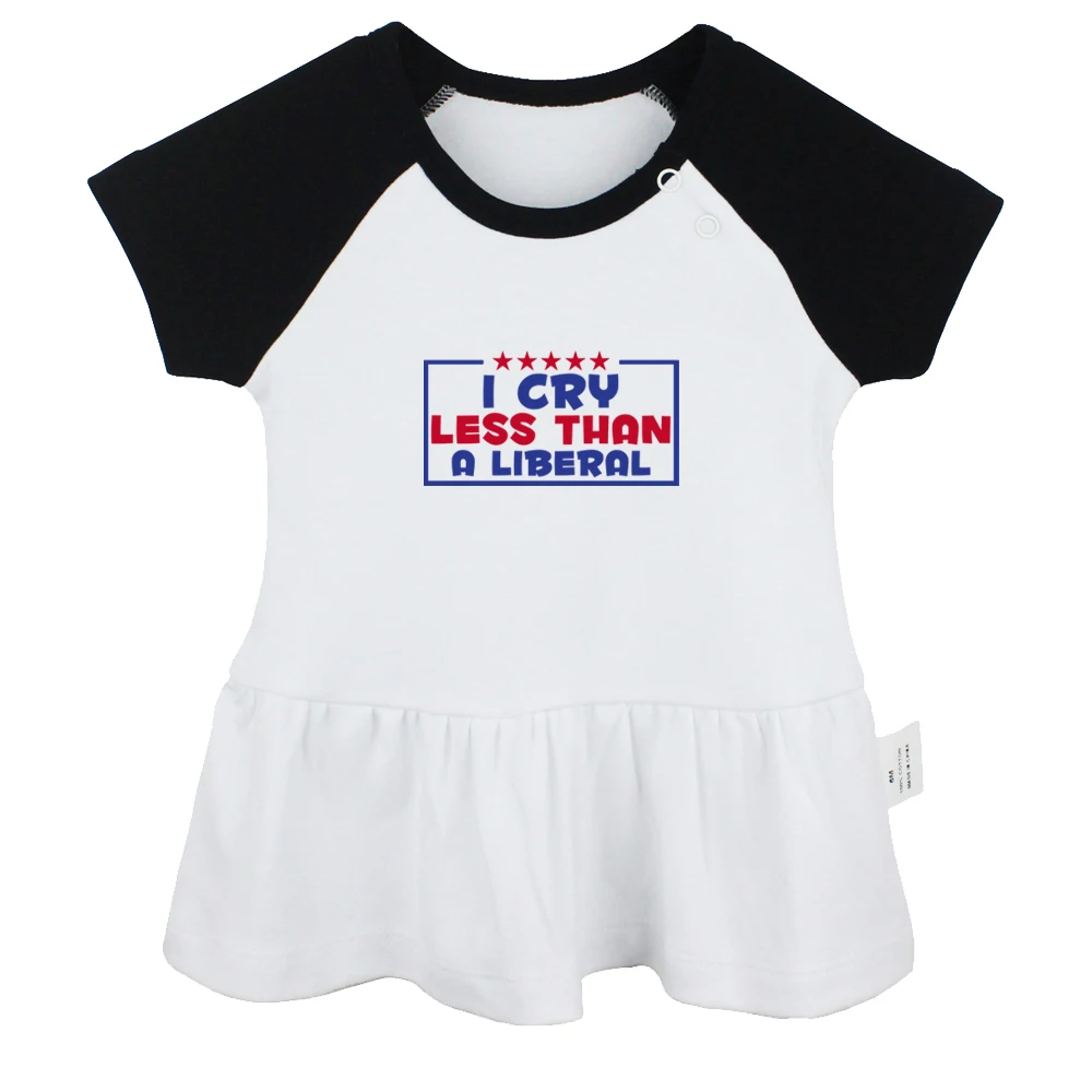 

iDzn New I Cry Less Than A Liberal Fun Printed Baby Sweet Dresses Girls Cute Short Sleeves Pleated Dress Kids Summer Clothing