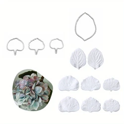 Hydrangea Flower Fondant Mould Petal Silicone Mould & Leaves Plastic Cutter Set Creative Cake Decoration Cakes Veining Moulds