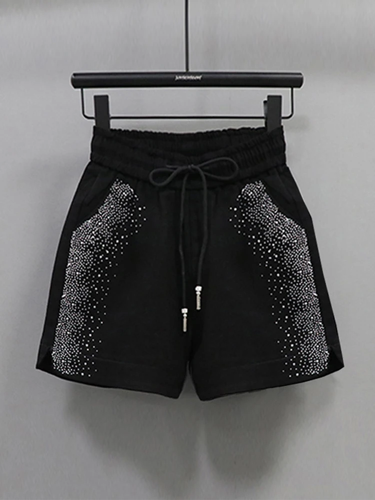 Korea All-match Elastic High Waist Denim Shorts New Spring Summer Hot Drilling Wide Leg Pants Candy Color Casual A-line Shorts