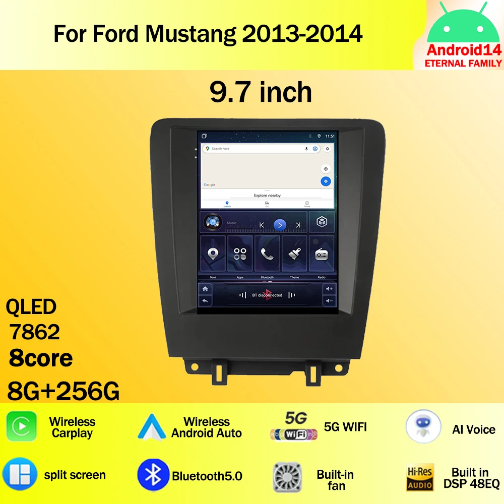 

Автомагнитола для Ford Mustang 9,7-2013, 2014 дюйма, Android 14, GPS, 4G