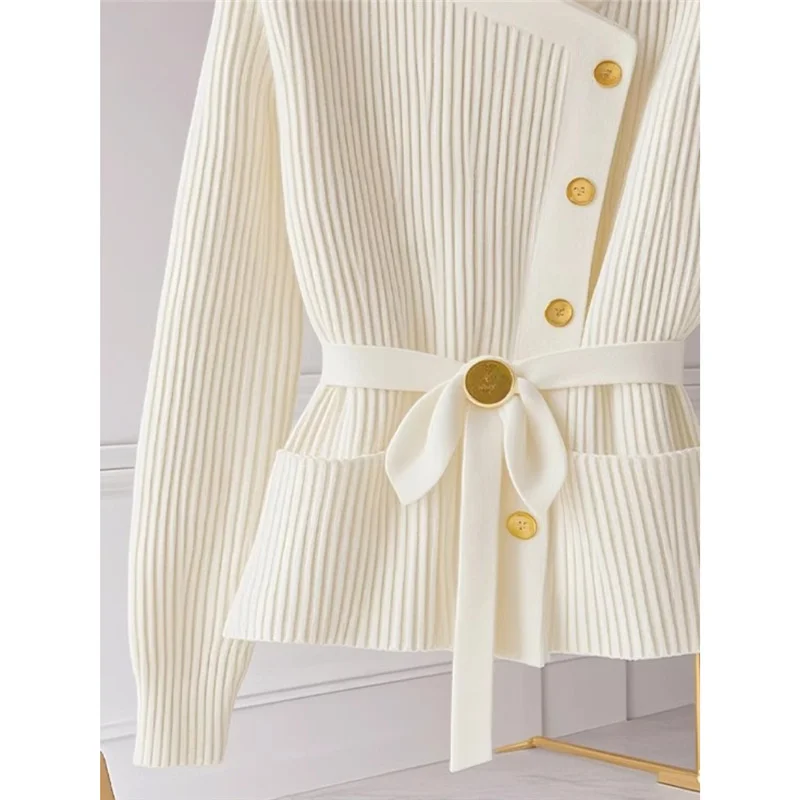 2025 nova primavera outono feminino cardigan camisola de alta qualidade manga longa casual curto quente malhas feminino camisas de fundo topos