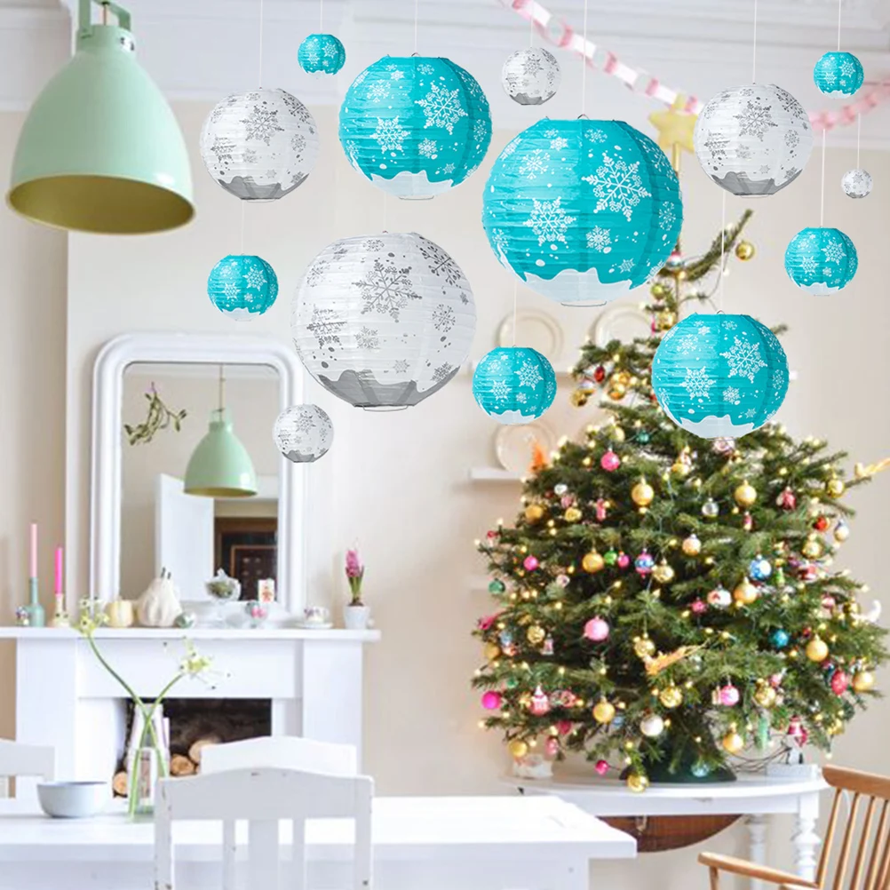 

Снежинки Украшения Фонарь Рождественский узор Окна Украшения Синие фонарики