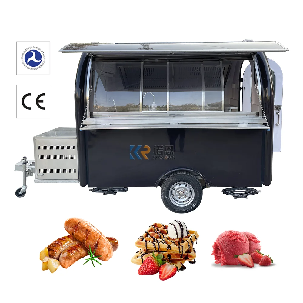 

8.2 Ft Hotdog Mobile Food Cart Kiosk Gelato Coffee BBQ Pizza Bubble Tea Airstream Food Trailer with Full Kitchen Equipments