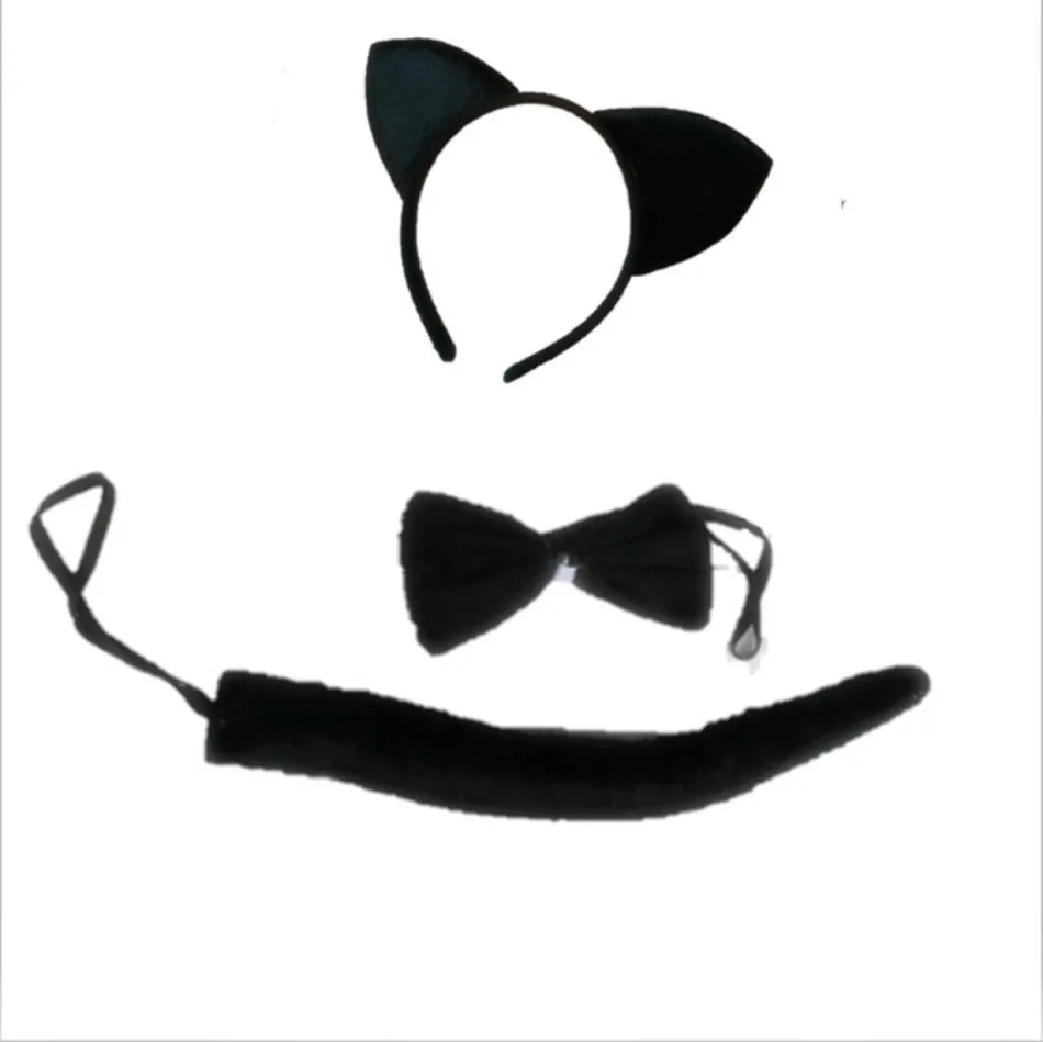 Cute Girls Animal Party Dress Up Headwear Children Cat Mouse Leopard COS Ears Tie Tail Girls and Boys Party Headband Headgear
