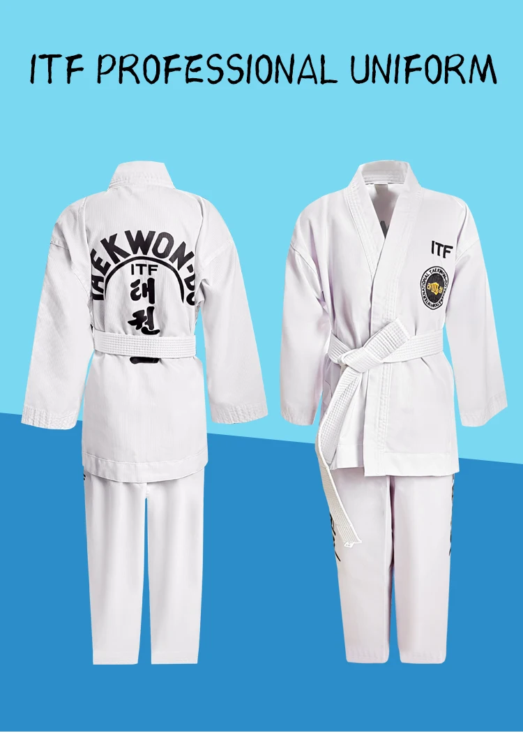 WTF Taekwondo Dobok Clothes Child Adult ITF Karate Suit Taekwondo Uniform Karate Clothes Size 100-200cm