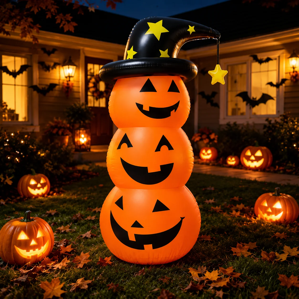 Decor Lighting & Decor Fires Photos - Decoración Inflable de Calabazas Apiladas para