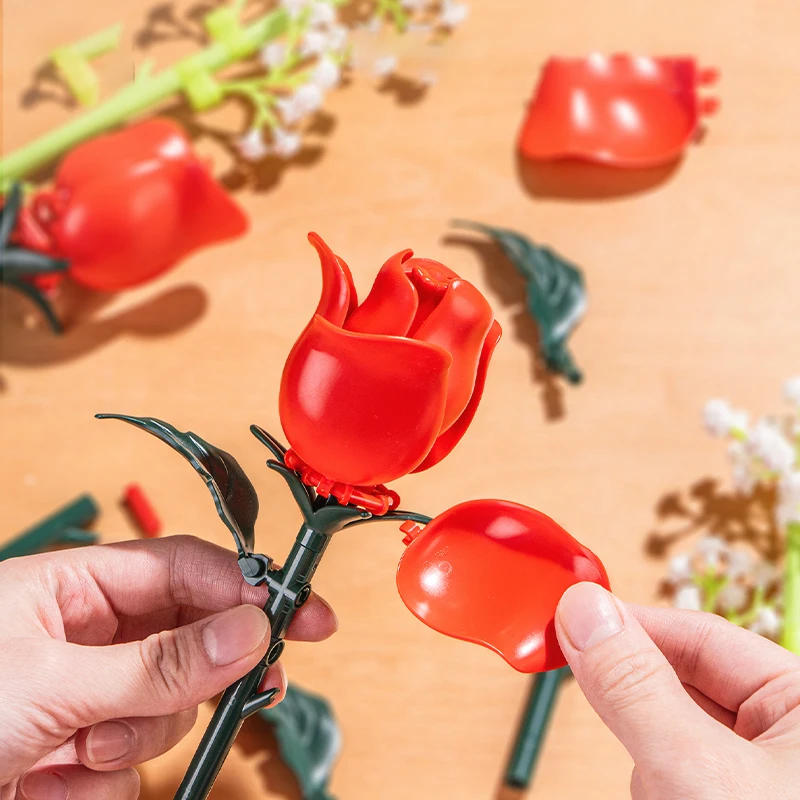 

Plant and flower building blocks building set, single rose, sunflower, tulip, etc., home decoration block toy gift for girls