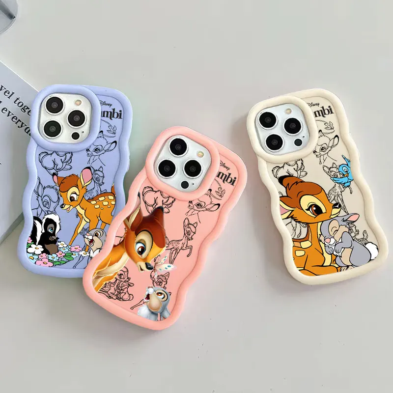 Чехол для телефона Disney Bambi Deer Candy Color для iPhone 17 16 15 14 Plus 11 13 12 Mini Pro Max Air 17E 16E, силиконовый чехол с волнистым краем