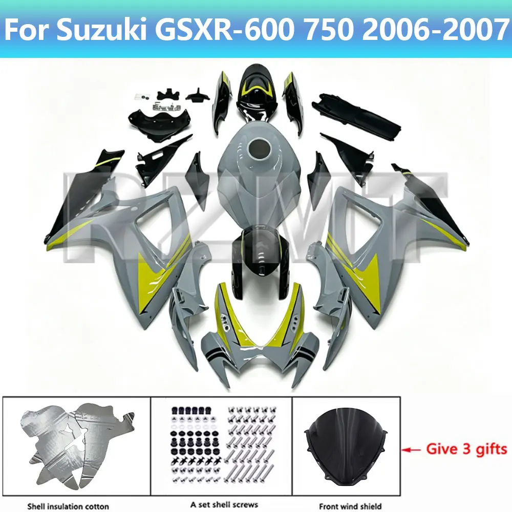 For SUZUKI GSXR-600 750 2006-2007 Motorcycle Fairing Set Body Kit Plastic Guard Plate Shell Injection GSXR-750 With Tank Cover