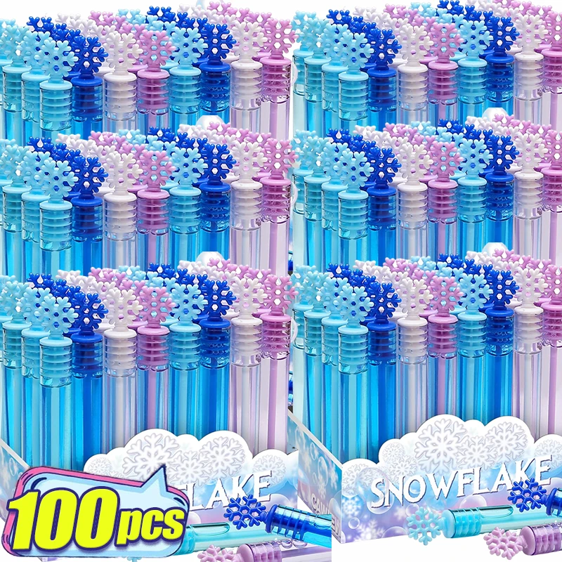 Tubo de plástico de burbujas, botella de jabón con burbujas de copo de nieve, tubo de relleno de varita líquida, botella de burbujas vacía, regalos de boda, decoración de fiesta de cumpleaños