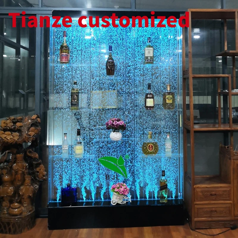 (customized)living room wall water dancing display shelf modern with lights