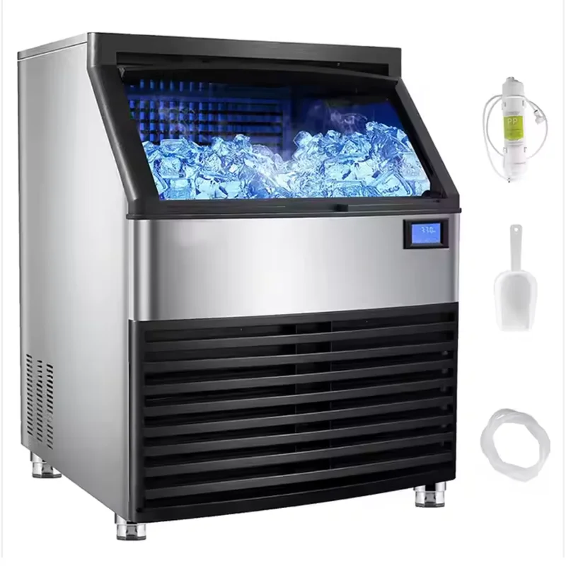 Energy-saving 100kg daily crystal ice maker 110V industrial cube ice maker 500kg storage