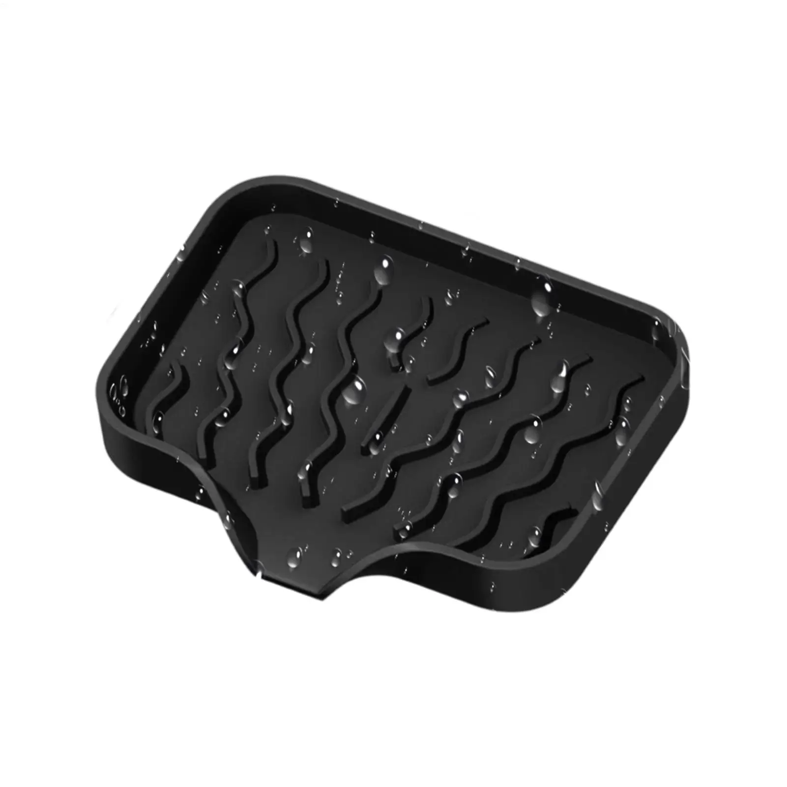 Self-Draining Silicone Soap Dish with Drain Spout, Multi-Purpose Sponge Holder Tray for Kitchen Sink Bathroom Counter, Non-Slip