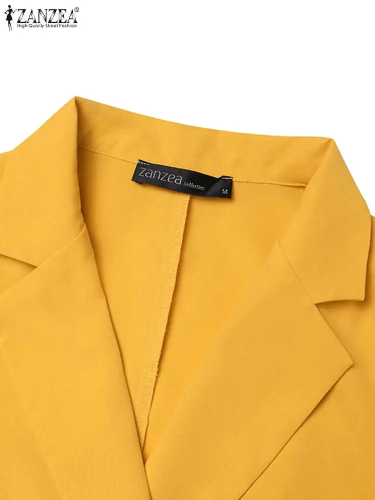 ZANZEA-Fatos de blazer monocromáticos femininos, agasalho senhora do escritório, calças elegantes de trabalho OL, calças da moda, primavera, 2 peças