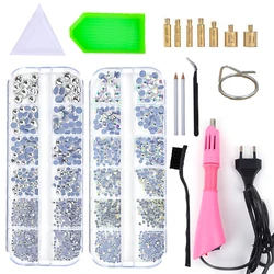 Hotfix Stone DIY Hot Fix Rhinestone Applicator Wand Setter Tool set ,Tweezers & Brush Kit & Glass Crystal Rhinestones