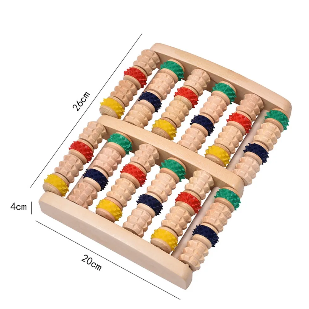 

Ergonomic Wood Foot Massage Roller 6 Rows Design Hand Massage Feature Shiatsu Roller Durable Acupressure Trigger Point Roller