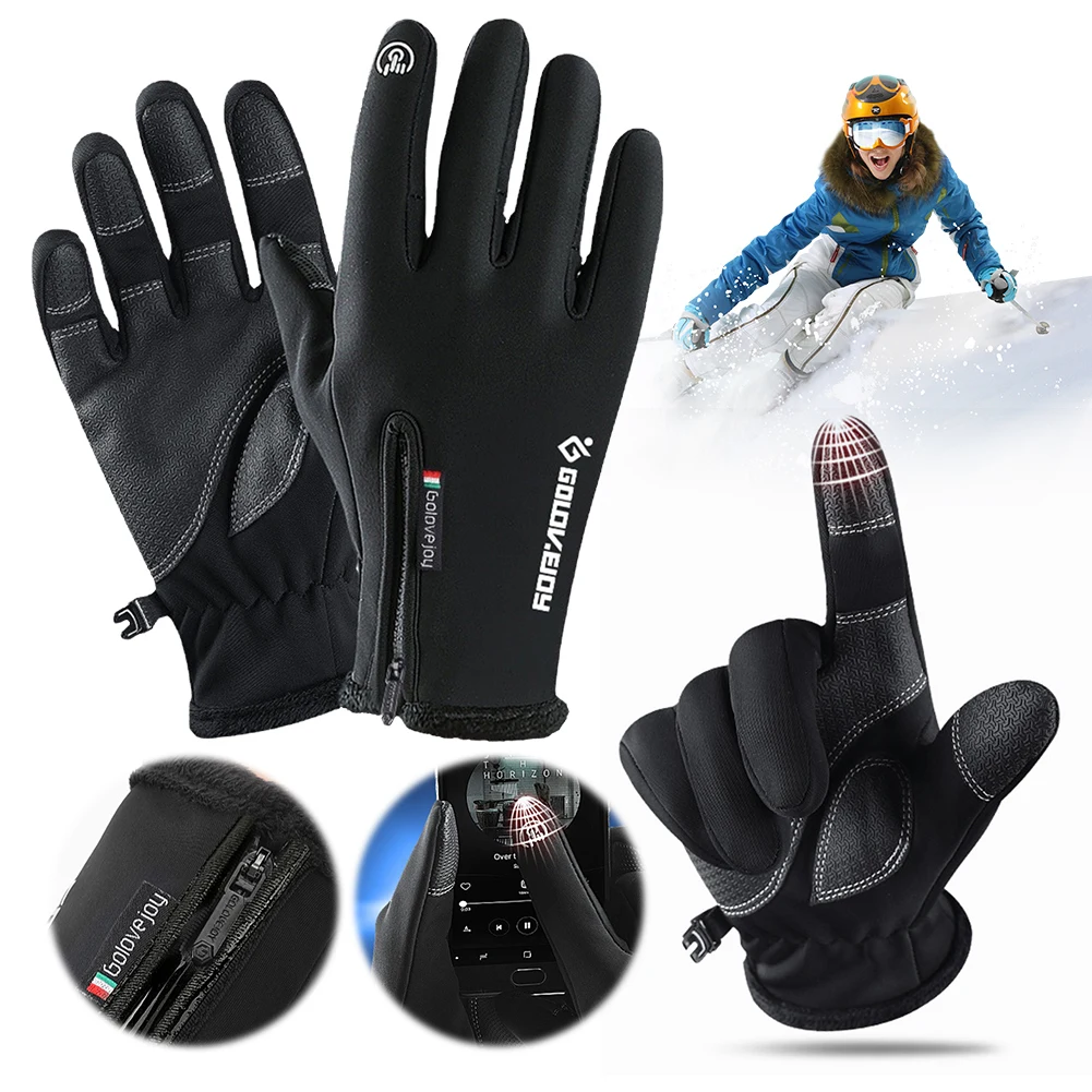 

Cycling Gloves Touch Screen Ski Gloves Water Resistant Windproof Motorcycle Gloves Cold Weather Gloves for Men & Women
