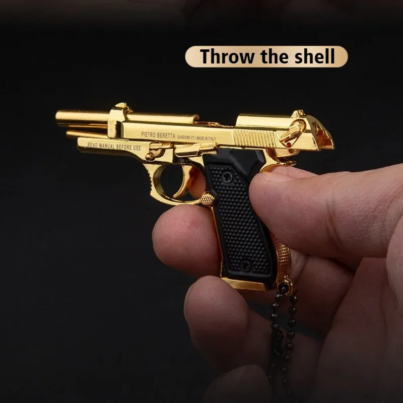 2025 PUBG 1:3 معدن بيريتا M92F مسدس نموذج بندقية المفاتيح هدية رمي قذيفة قلادة الديكور الحرف التماثيل والمنمنمات #3