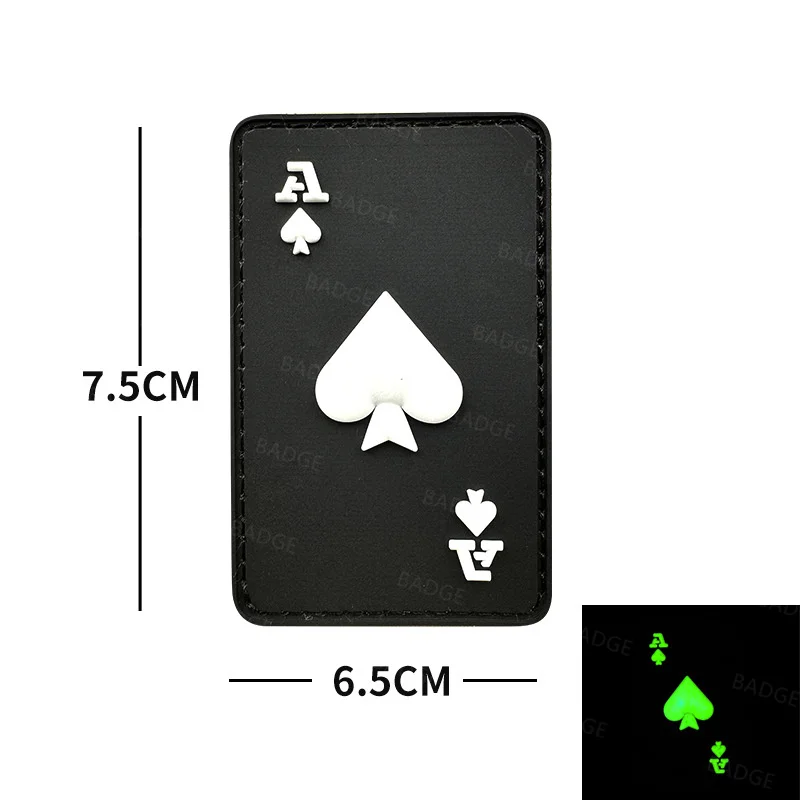 Naszywki taktyczne 3D Ace of Spades Death Card Naszywka z PVC Opaska na ramię Odznaka Gumowa aplikacja Emblemat z zapięciem na haczyk