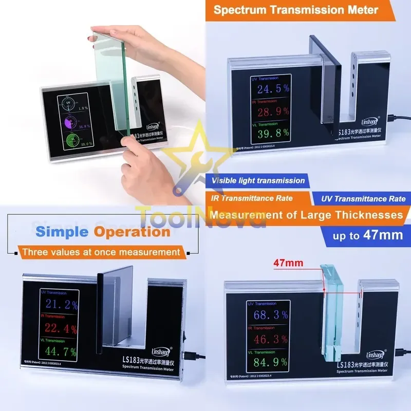 2026hotsale* RTS LS183 Transparent Materials VLT 365nm UV 940nm IR Light Transmittance Meter 47mm Slot Glass Film