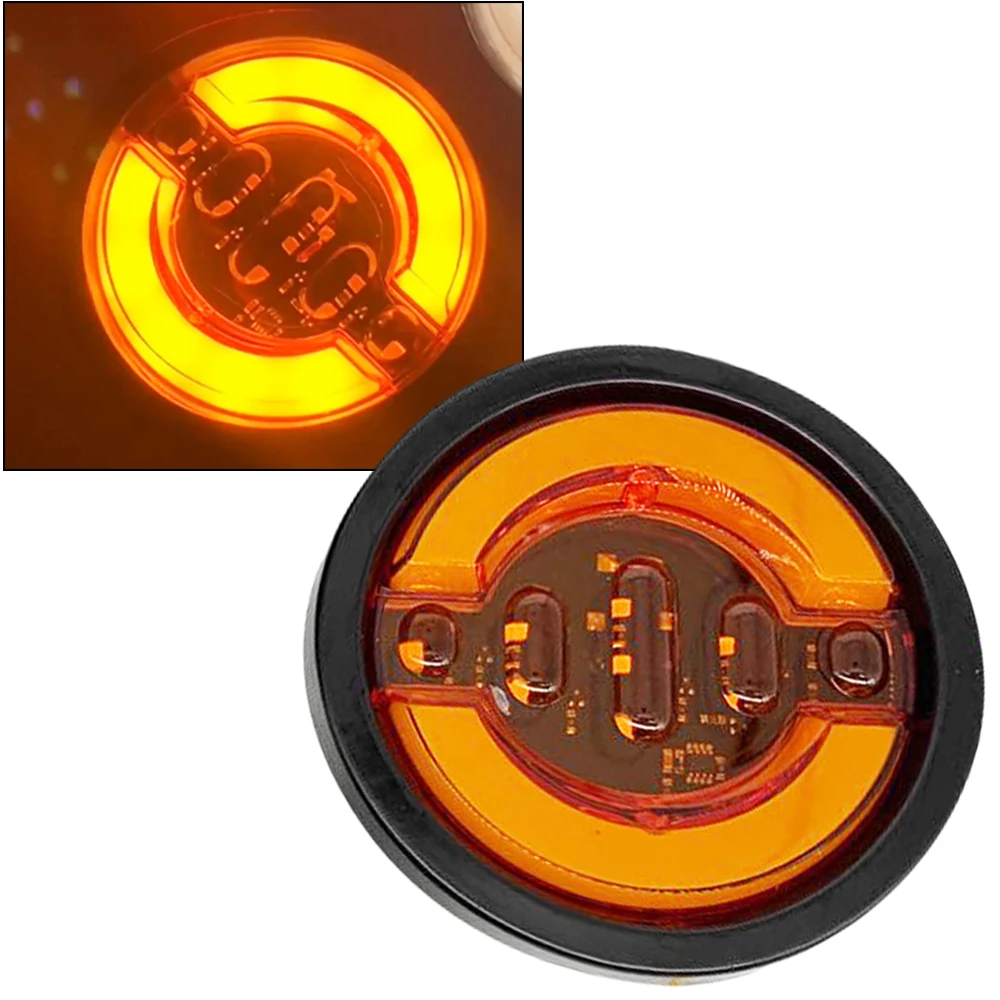 1pc 24V 5-inch circular LED edge lights, taillights, brake signal lights, suitable for trucks and trailers