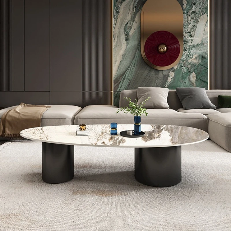 

Oval rock slab coffee table light luxury modern simple minimalist coffee table irregular living room salontafel home furniture