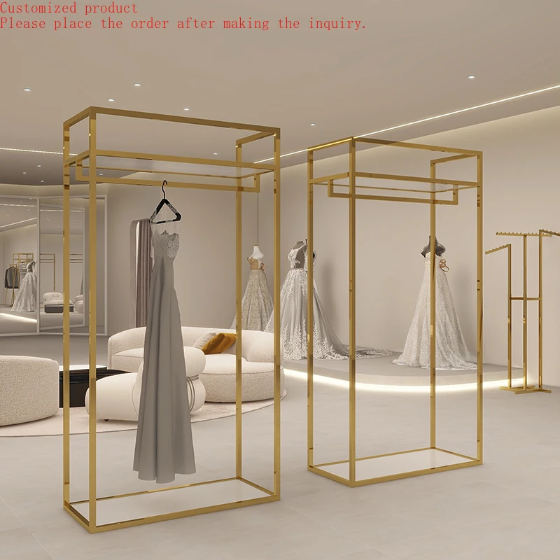 

Custom.Customized Shop Design Clothing Store Stand Retail Pretty Garment Wedding Dress Display Rack for Boutique Shop Design