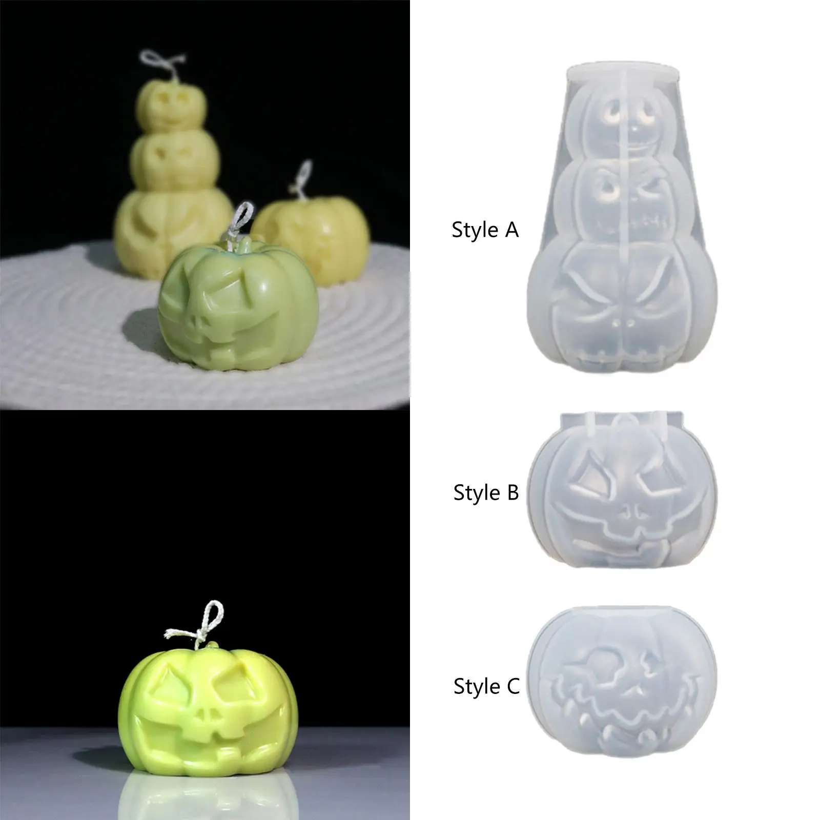Halloween Pumpkin Candle Making DIY Decoration Reusable 3D Silicone Candle