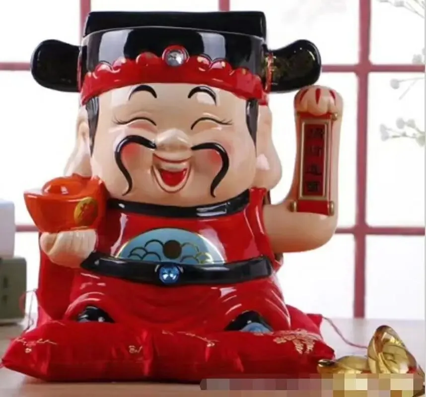 10 Inch Handicraft Waving Hand Lucky Cat Fortune Cat Gift Welcoming Feng Shui Crafts Money Box Home Store Decoration
