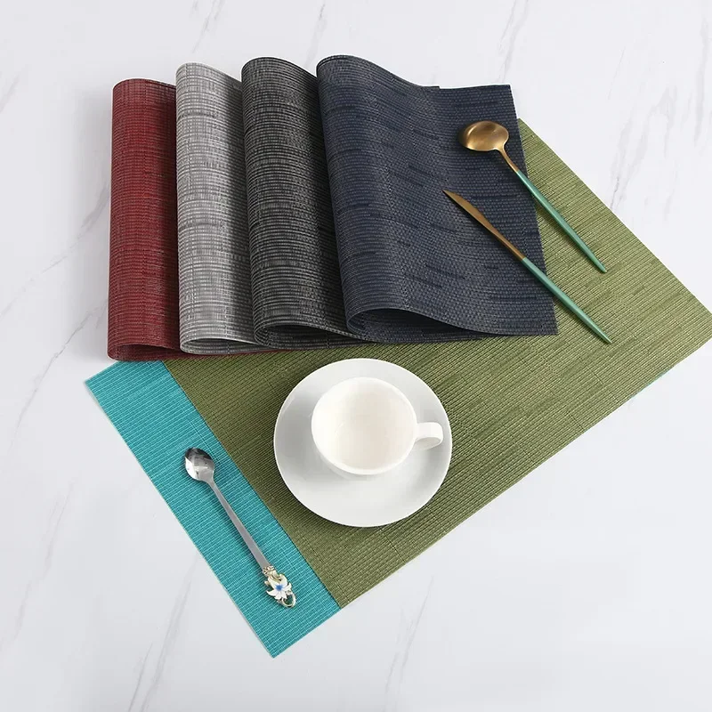 

Solid Rectangle Placemat 4Pcs PVC Non-Slip Insulation Kitchen Coffee Tableware Mat Coasters Table Mats for Dining Table 2024