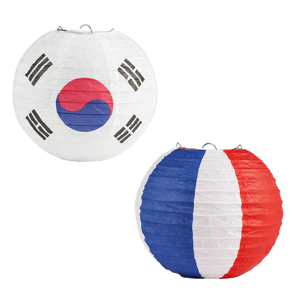 2 Pcs Korean Flag Lantern Festival Lanterns Style Party Decor Decorative Indoor Hanging Decoration Premium Foldable