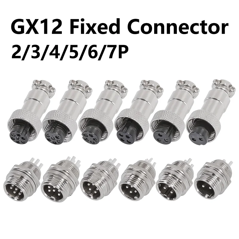 5/20PCS 2/3/4/5/6/7 Pin GX12 Nut Type Male + Female 12mm Circular Aviation Socket Plug Wire Panel Connector with Plastic Cap Lid