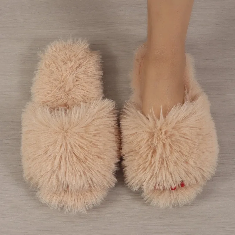 Women\'s Indoor Slippers 2024 Autumn and Winter New Plush Home Lazy Slippers Anti slip Durable Fashion Warm Sandals Slippers