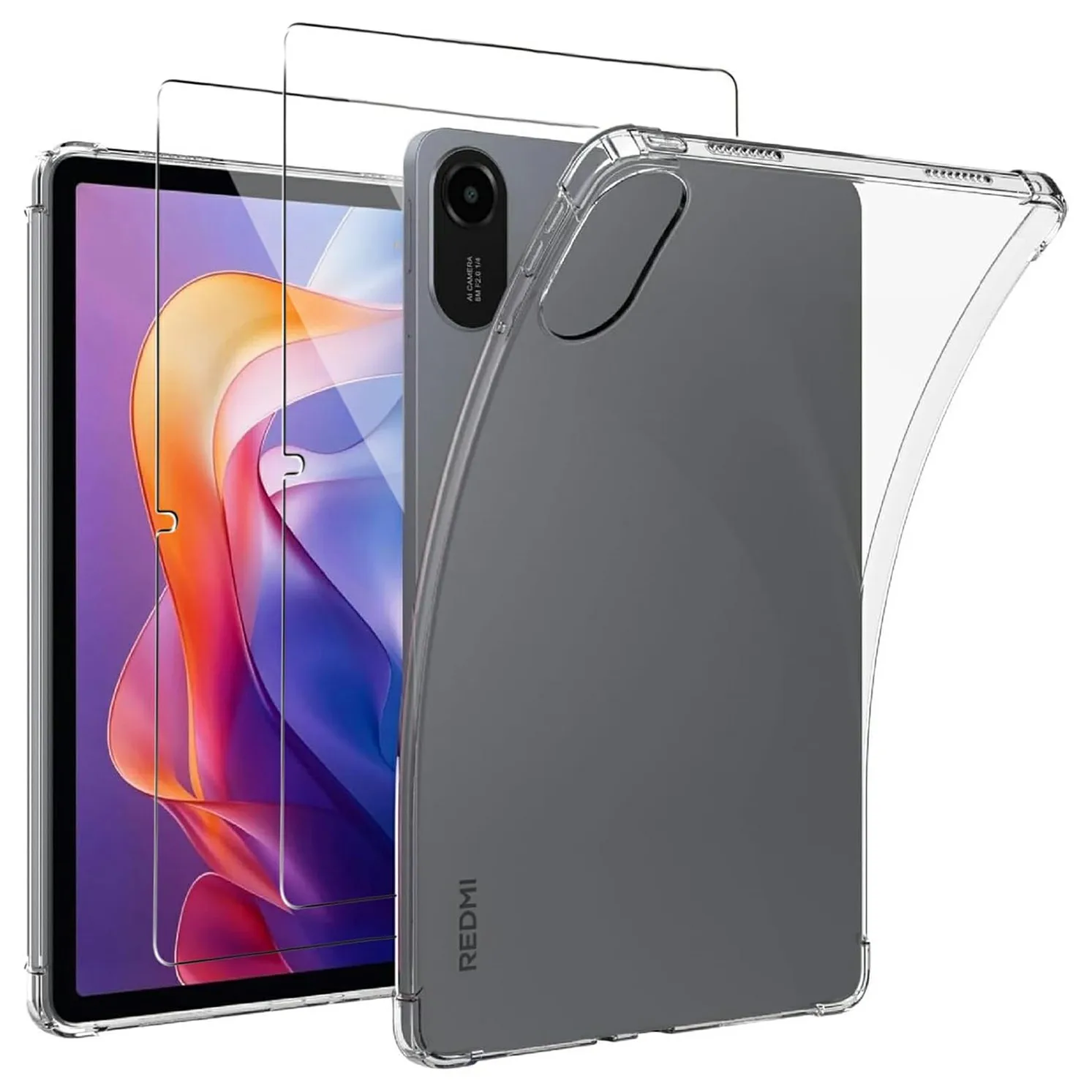 

For Xiaomi Redmi Pad 2 Case Tablet TPU Cover + 2Pcs Tempered Glass Screen Film